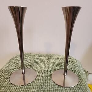 1960s Vtg Silver Arthur Solingen Germany Candle Holders 6" MCM Retro Taper